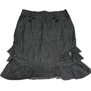 Anthropologie Pilcro & the Letterpress W Denim Knee Peplum Skirt Size 0P Ruffles